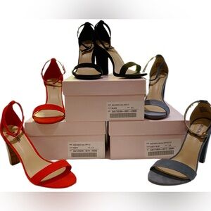 Lot Of 3 JustFab Strappy Dress Sandals Block Heel Black Blue Poppy Size 8.5